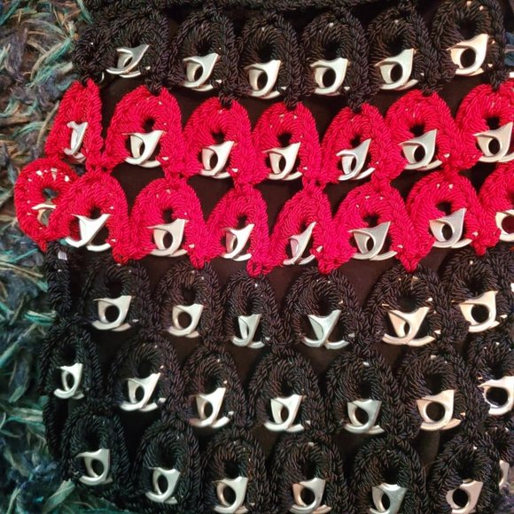 Upcycled Crochet Soda Tab Hand Bag Goth Punk Emo Grunge - Picture 7 of 8